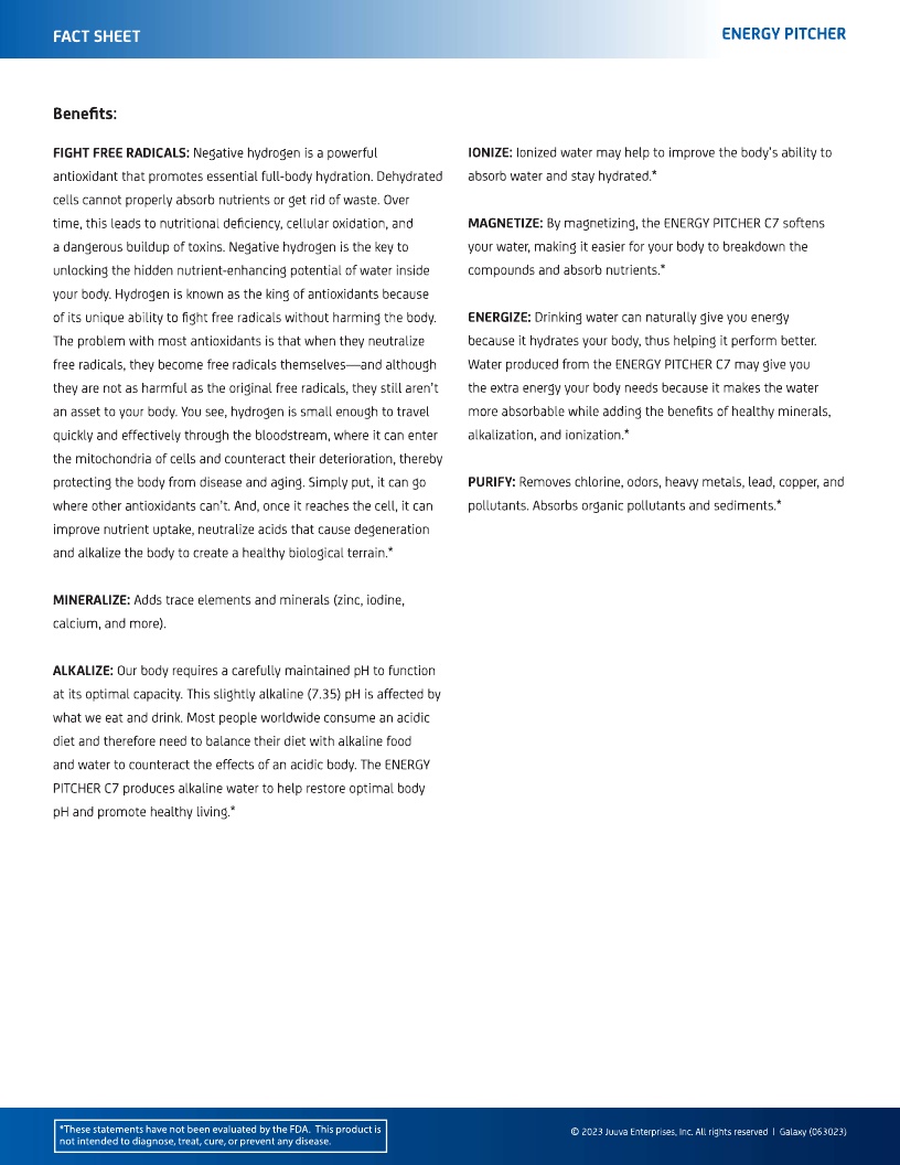 Juuva Alkaline Water Fact Sheet
